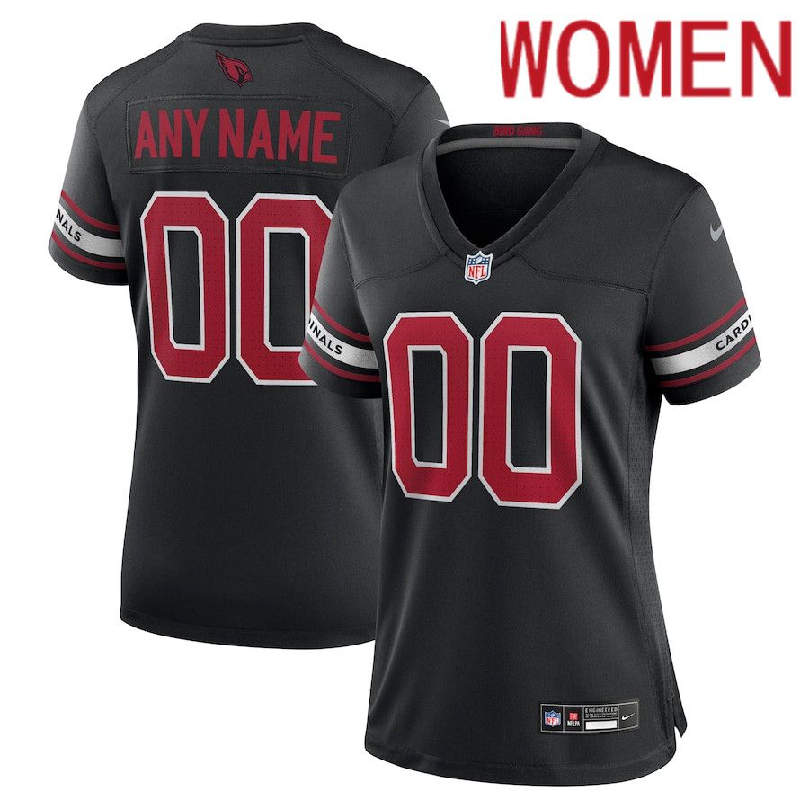 Women Arizona Cardinals Nike Black Alternate Custom Game NFL Jersey->->